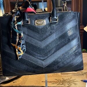 Michael Kors Black Chevron Tote Bag